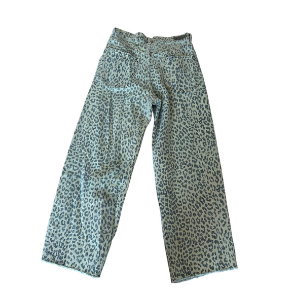 Le Jean Leopard Barrel Jeans Size 24 Baggy Ankle Raw Hem Animal Designer $300 - Picture 12 of 16